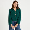 Blouse manches longues vert fonc&eacute; femme