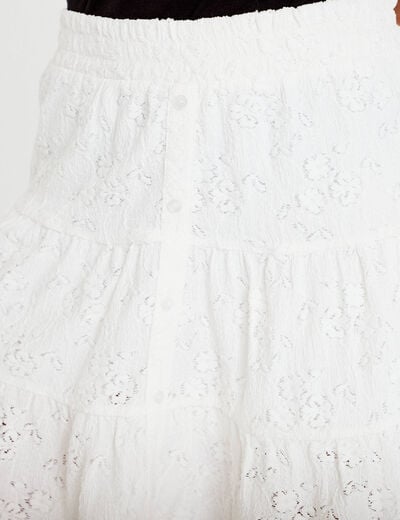 Jupe-short courte &eacute;vas&eacute;e en maille ecru femme