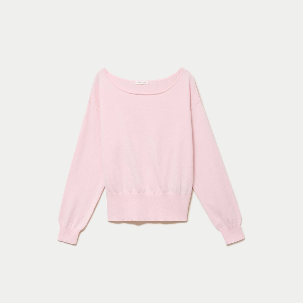 Pull ample manches longues fin rose clair femme
