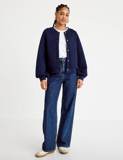 Bomber manches longues bleu marine femme