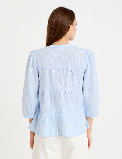 Chemise droite manches 3/4 blanc femme