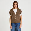 Gilet sans manches marron clair femme