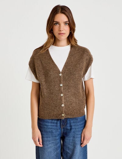 Gilet sans manches marron clair femme
