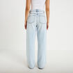 Jeans wide leg taille haute denim bleach femme