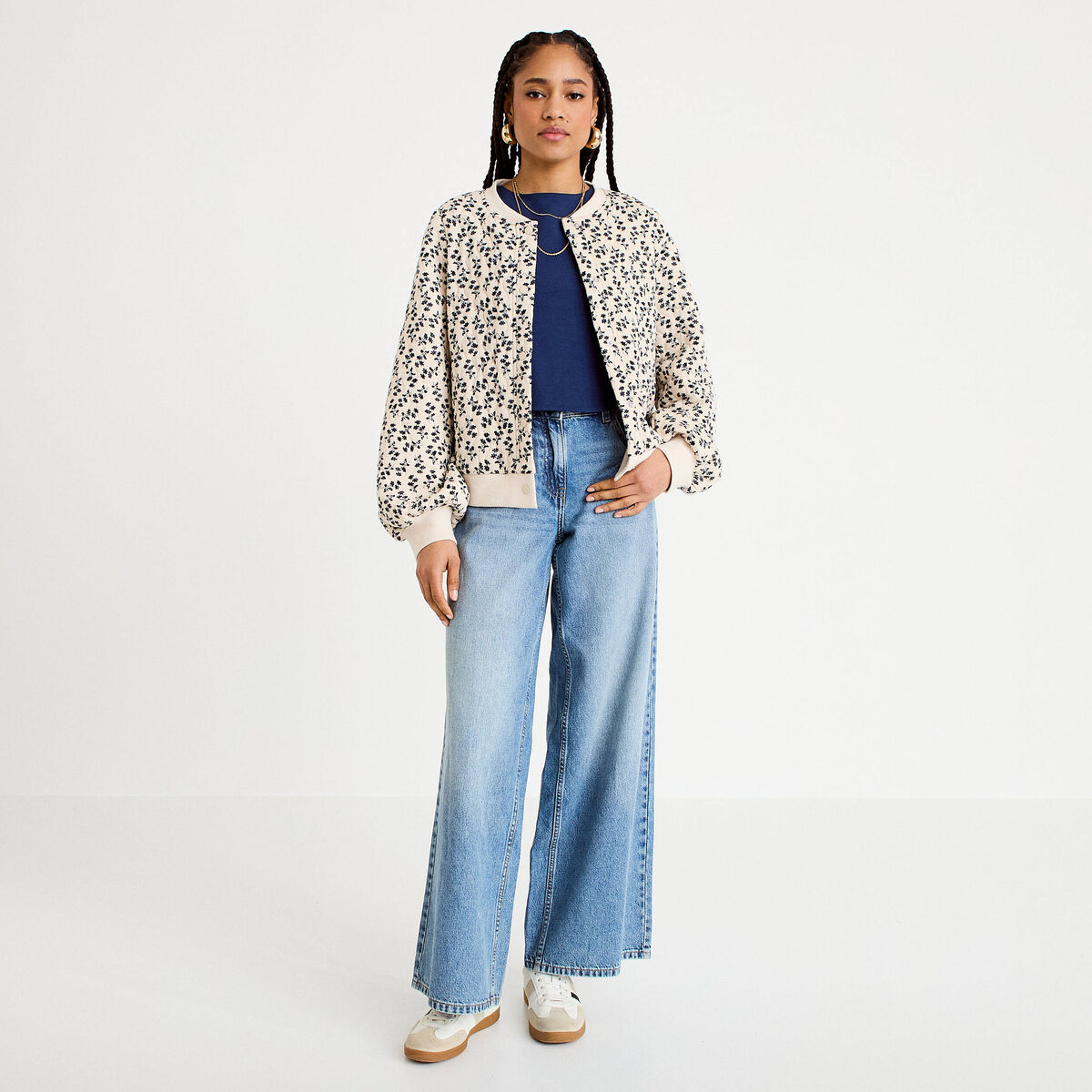 Bomber manches longues blanc femme