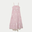 Robe longue &eacute;vas&eacute;e &agrave; fines bretelles rouge femme