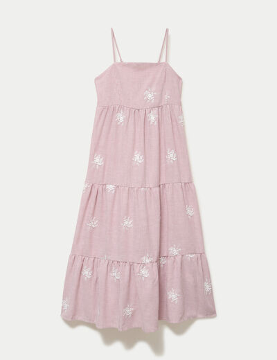 Robe longue &eacute;vas&eacute;e &agrave; fines bretelles rouge femme