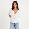 Gilet col v manches courtes ecru femme