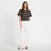 Pantalon large fluide ecru femme