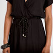 Robe longue &eacute;vas&eacute;e col v satin&eacute;e noir femme