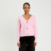 Gilet boutons coeur rose poudr&eacute;e femme
