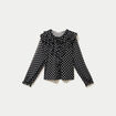 Blouse droite voile manches longues noir femme