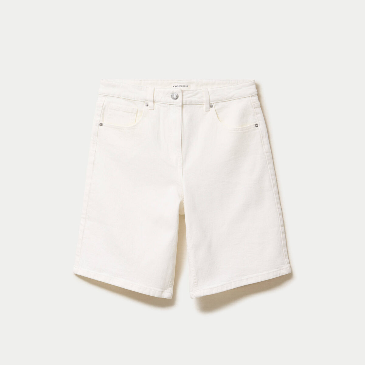 Bermuda en jean denim blanc femme