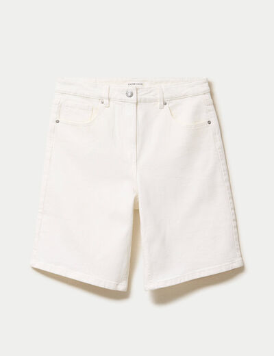 Bermuda en jean denim blanc femme