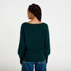 Pull oversize col bateau manches longues vert fonc&eacute; femme
