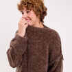 Pull oversize col rond manches longues marron clair femme