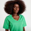 T-shirt col v manches courtes vert femme