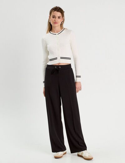 Gilet manches longues ajust&eacute; ecru femme
