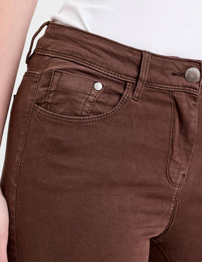 Jeans slim 5 poches marron fonc&eacute; femme