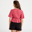 Blouse manches courtes rose framboise femme