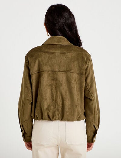 Veste effet boule oversize cropped vert kaki femme