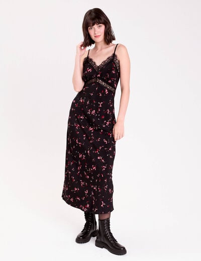 Robe &eacute;vas&eacute;e col v noir femme