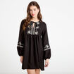 Robe brod&eacute;e en cr&ecirc;pe noir femme
