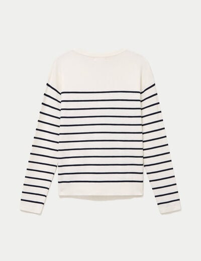 Pull fin manches longues bleu marine femme