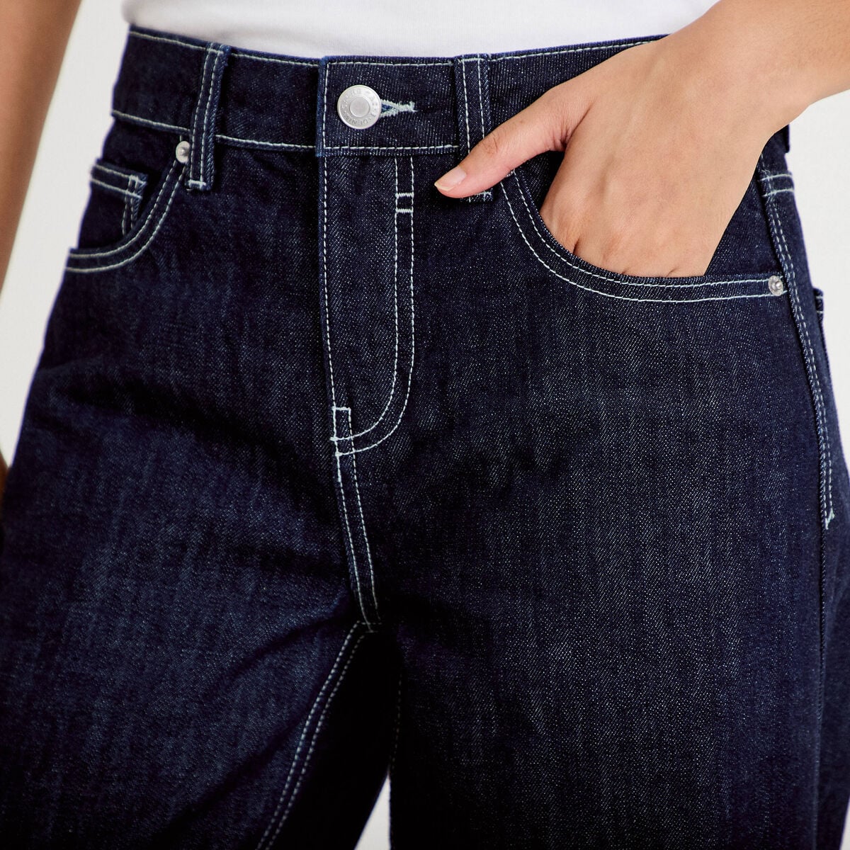 Jean wide leg taille basse denim brut femme