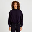 Veste cropped bas resserr&eacute; bleu marine femme
