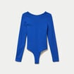 Body cintr&eacute; manches longues bateau bleu electrique femme