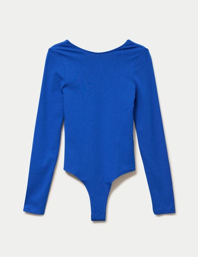 Body cintr&eacute; manches longues bateau bleu electrique femme