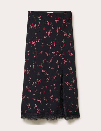 Jupe &eacute;vas&eacute;e 3/4 d&eacute;tail dentelle noir femme