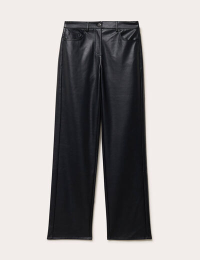 Pantalon droit similicuir noir femme