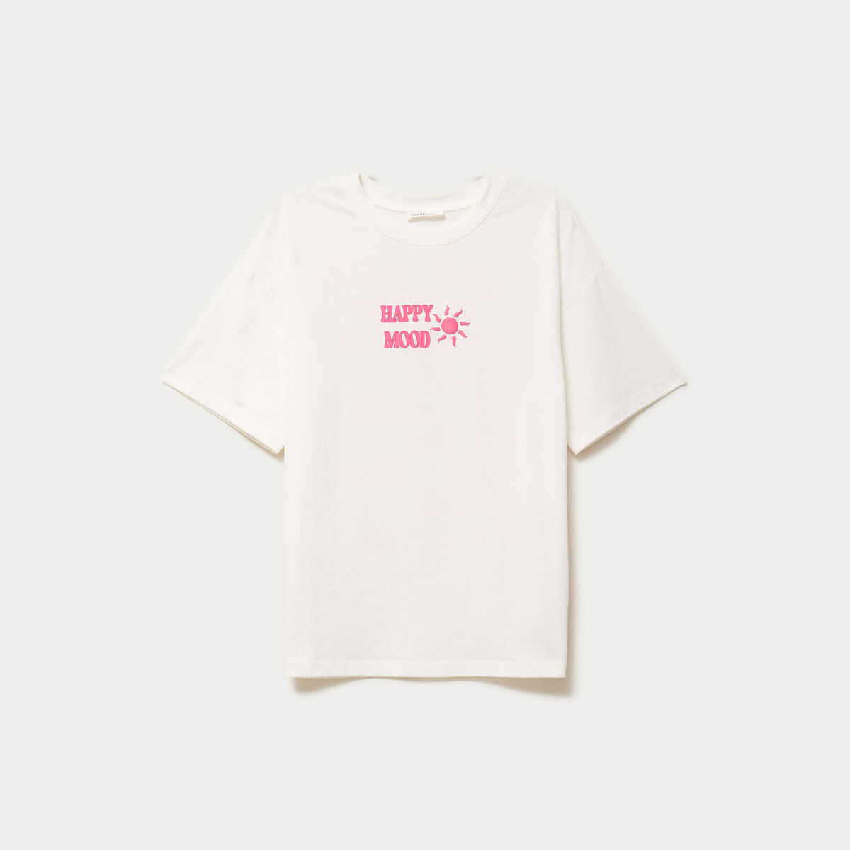 T-shirt col rond manches courtes ecru femme