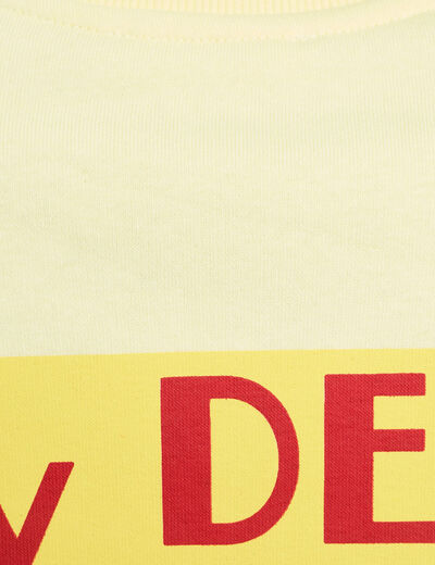 Sweat col rond manches longues jaune clair femme