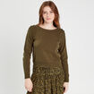 Pull avec boutons &eacute;paules vert kaki femme