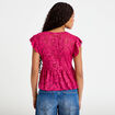 Blouse manches courtes aspect dentelle prune femme