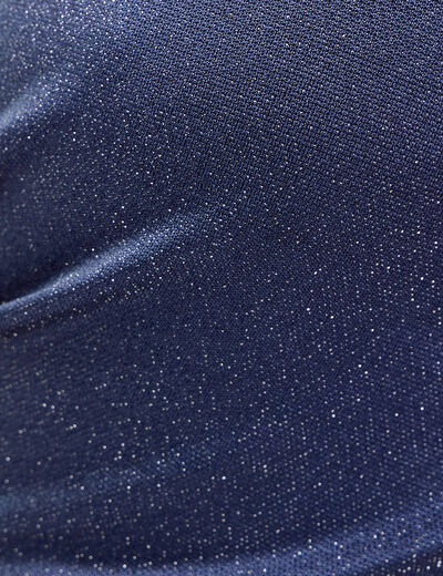 Combinaison sans manches fils m&eacute;tallis&eacute;s bleu fonc&eacute; femme