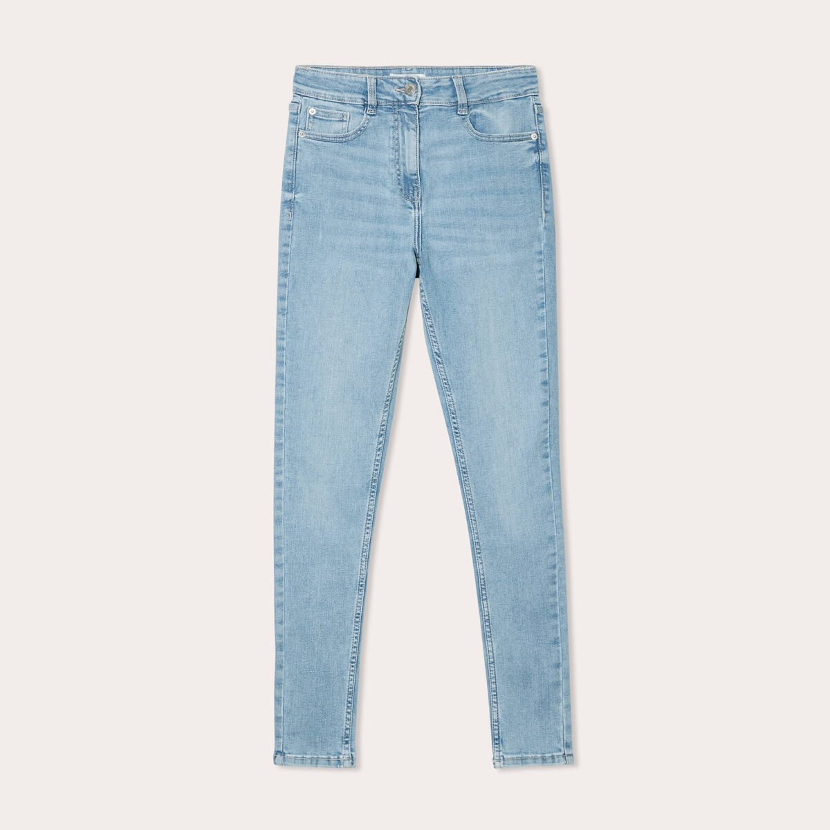 Jeans skinny taille haute denim bleach femme