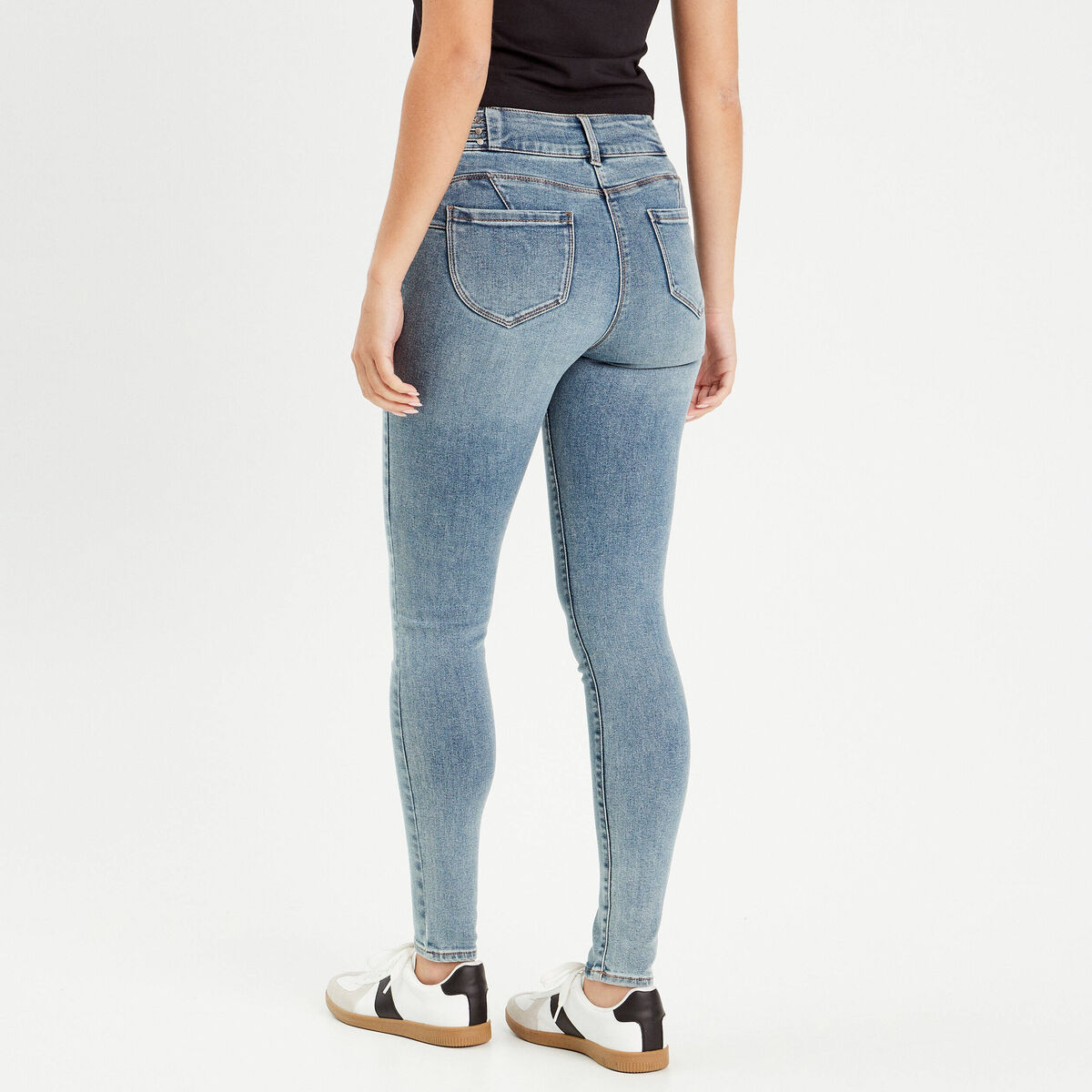 Jeans skinny push-up taille haute denim double stone femme