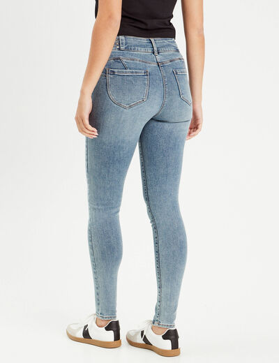Jeans skinny push-up taille haute denim double stone femme