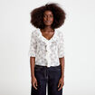 Blouse dentelle &agrave; volants ecru femme