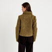 Veste droite bouclette col classique vert kaki femme