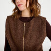 Veste sans manches effet polaire marron fonc&eacute; femme