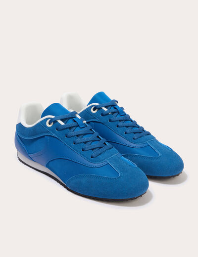 Basket aspect daim bleu electrique femme