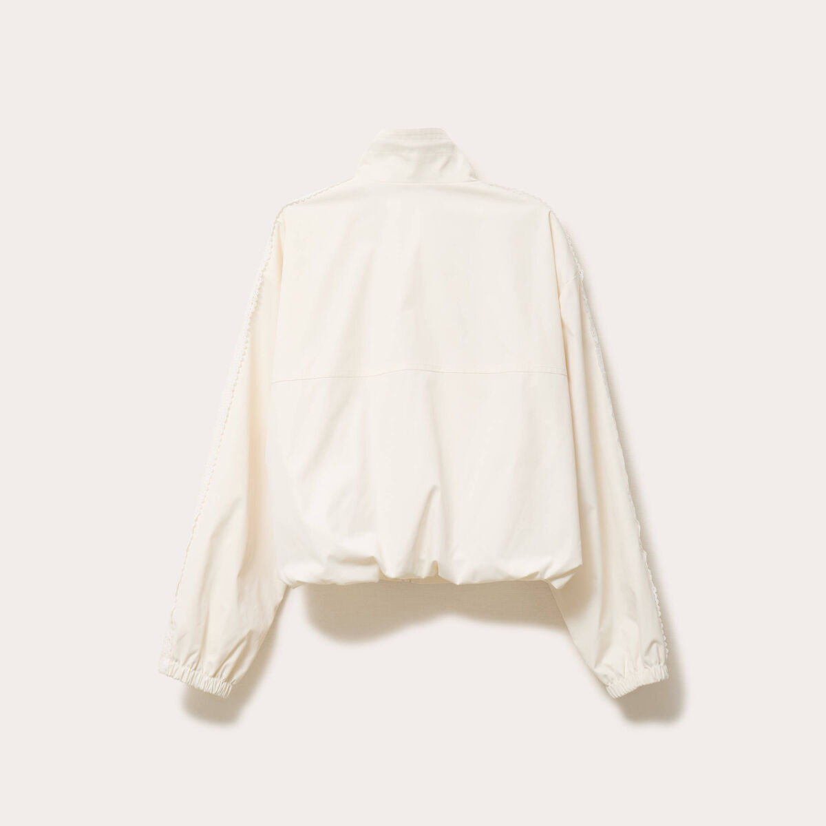 Veste col montant bas resserr&eacute; dentelle ecru femme