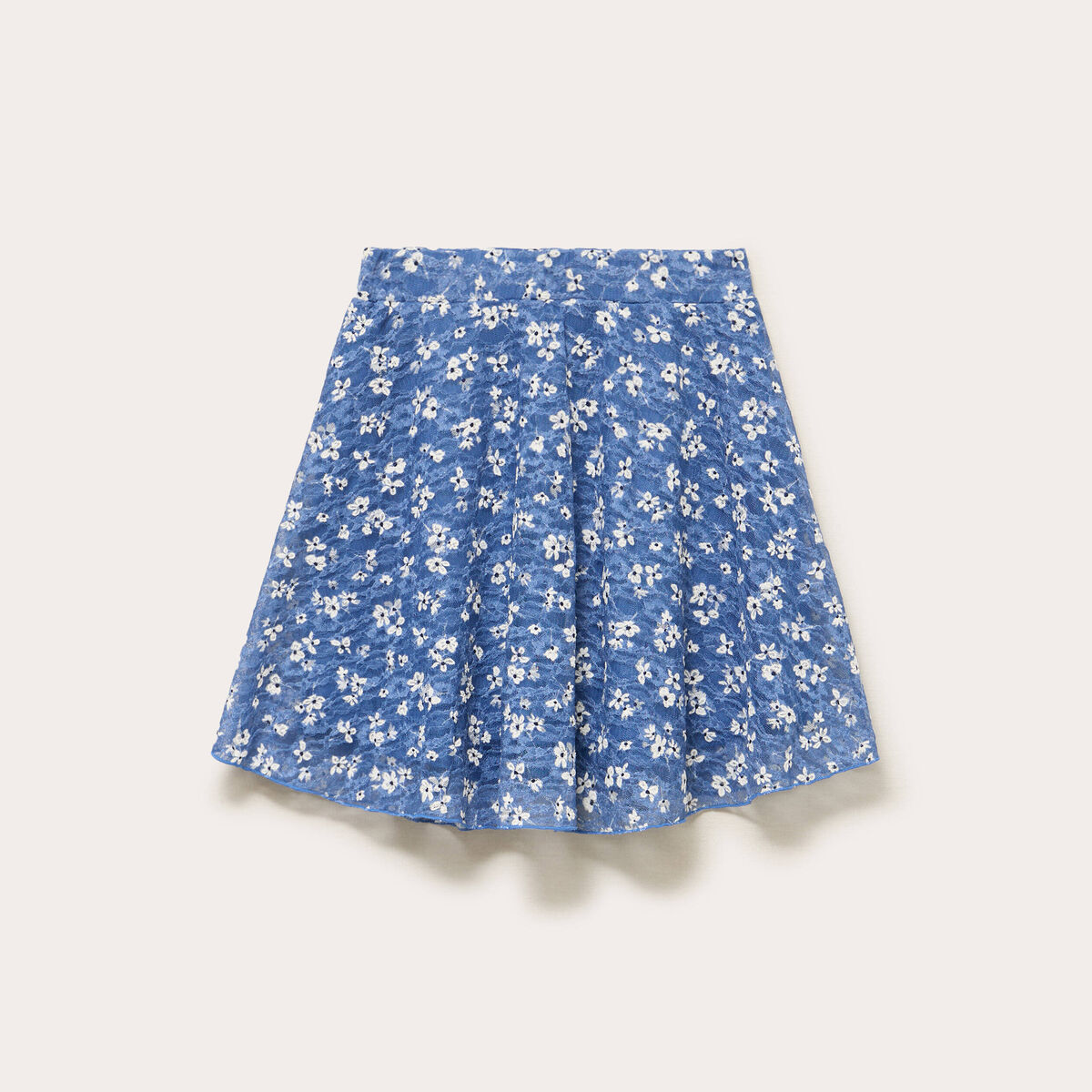 Jupe courte &eacute;vas&eacute;e en voile doubl&eacute;e bleu femme
