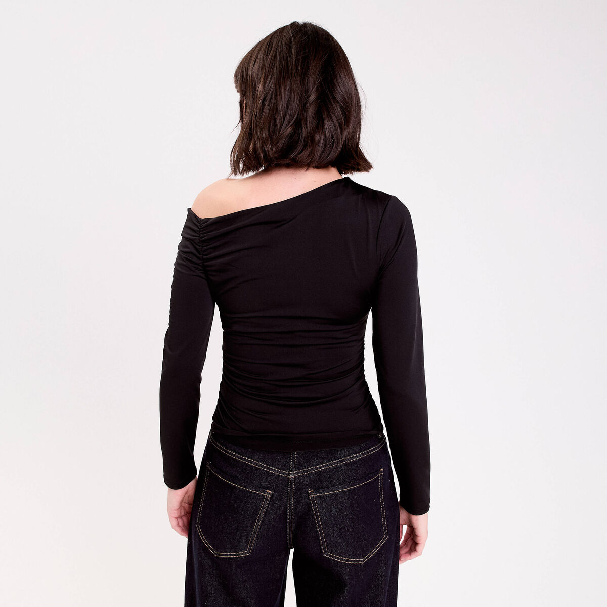 T-shirt ajust&eacute; manches longues noir femme