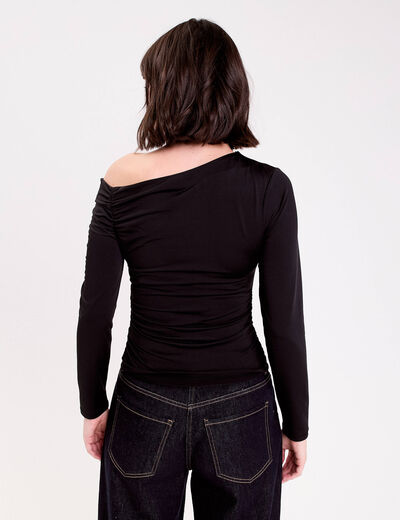 T-shirt ajust&eacute; manches longues noir femme